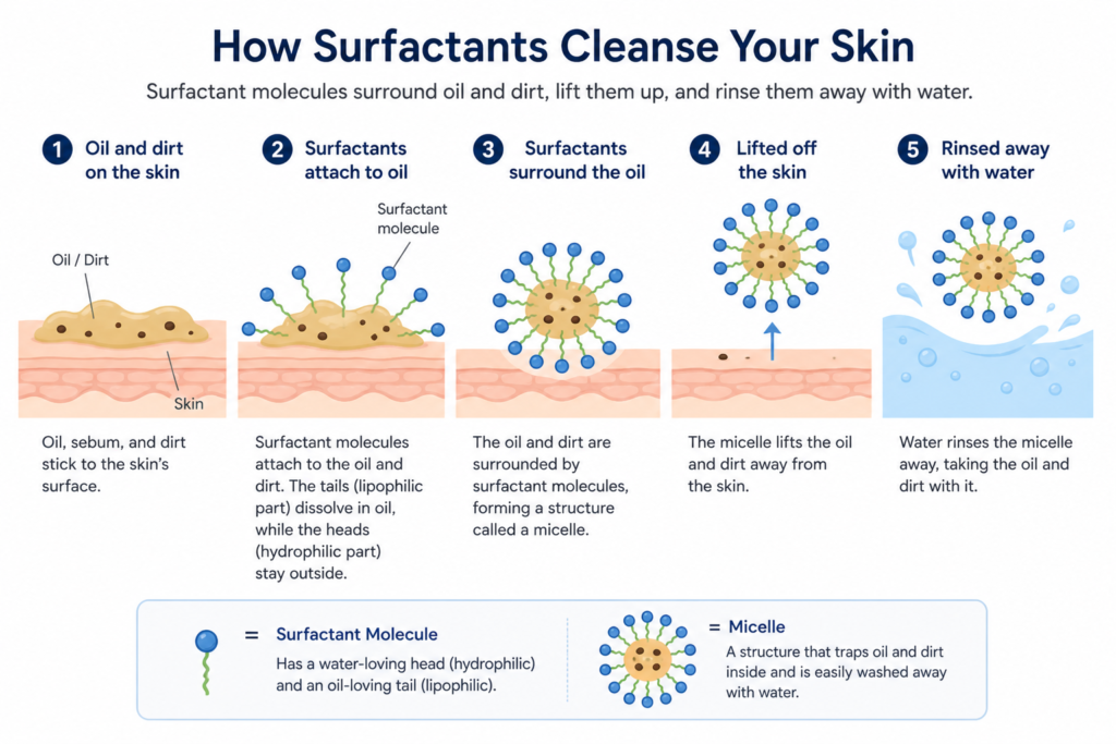 How Surfactants Cleanse Your Skin