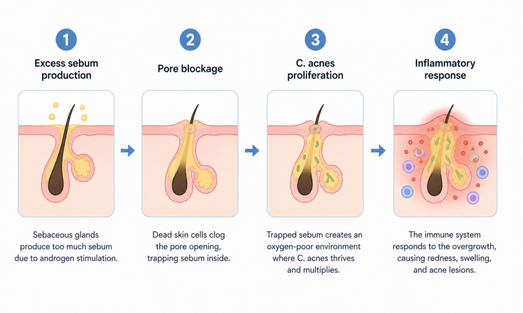 What causes acne